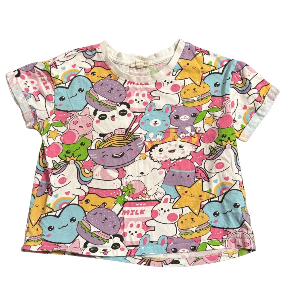 Vibrant Cartoon Print Kids Short Sleeve Tee